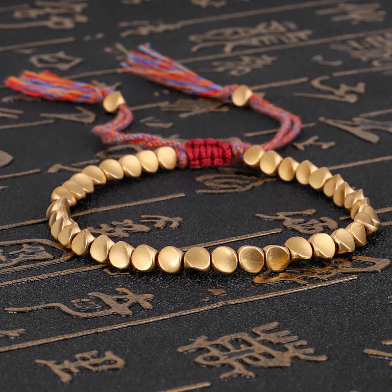 Handmade Tibetan Buddhist Bracelets On Hand Braided - United States / Copper Beads