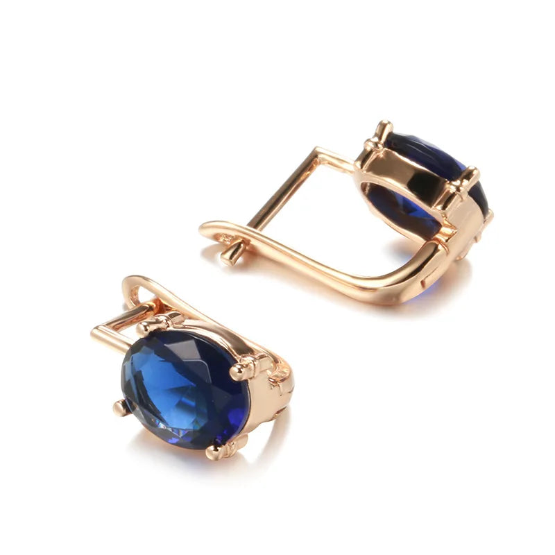 Real 14K Gold Sapphire Earrings for Women Gift