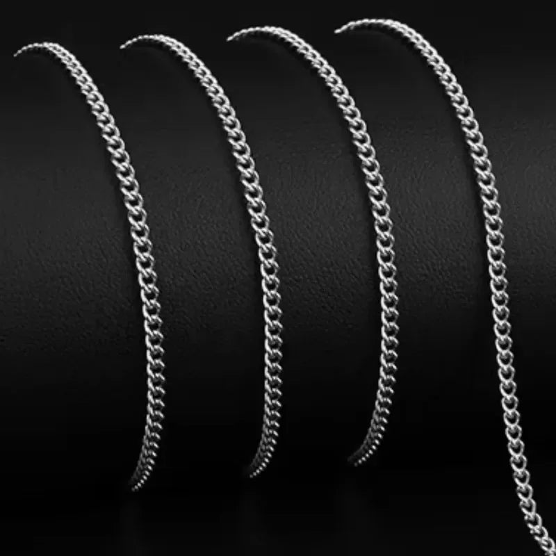 3mm Men's Cuban Chain Necklace Simple Stainless Steel