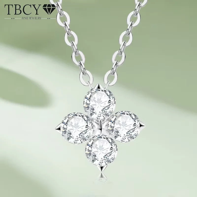Tbcyd 3MM 0.4cttw D Color Clover Necklace Pendants