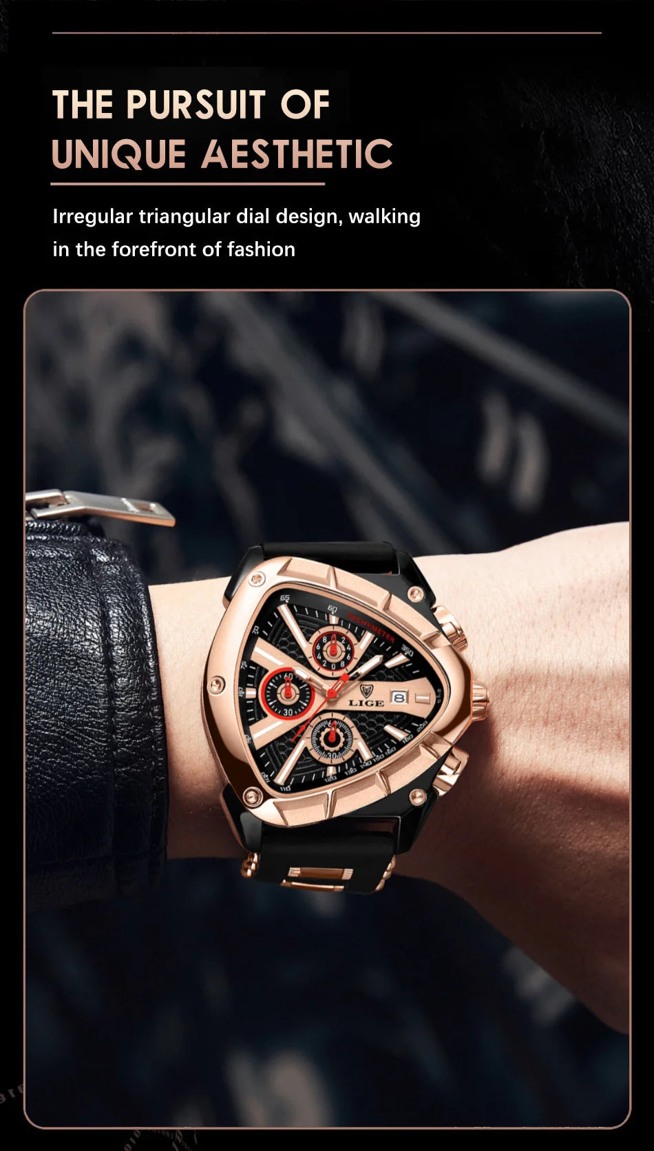 Lige Watch for Men Chronograph Casual Fashion.