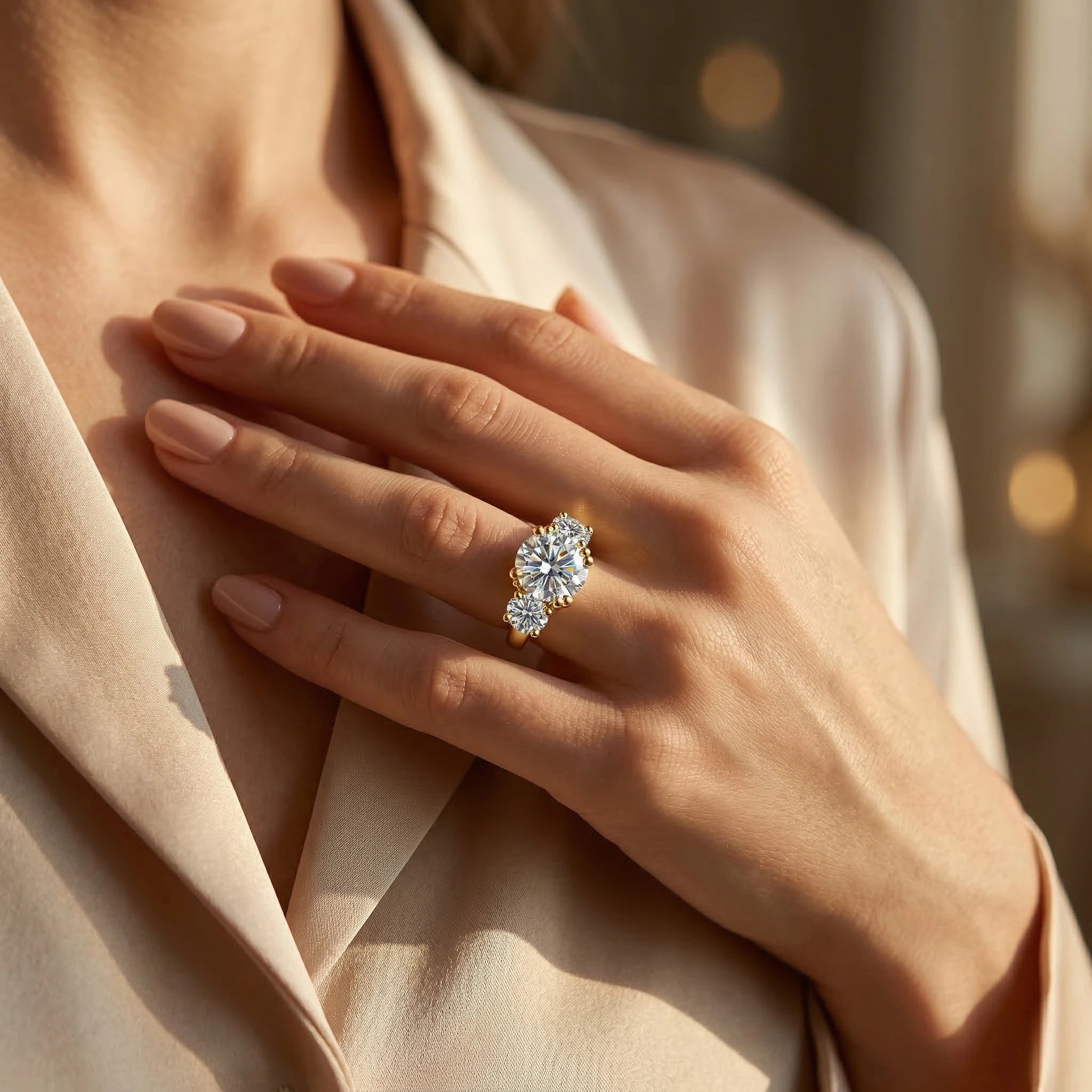 5cttw D Color Moissanite Ring, 925 Sterling Silver