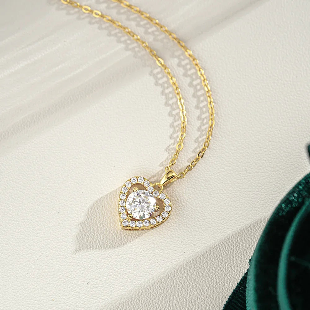 Luxury 100% Real 18k Gold  Women's Heart-shaped