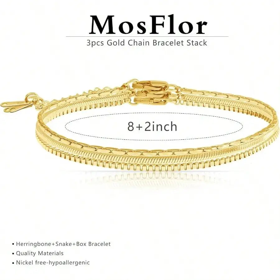 Dainty Gold/Silver Chain Bracelet Stack 14K Gold