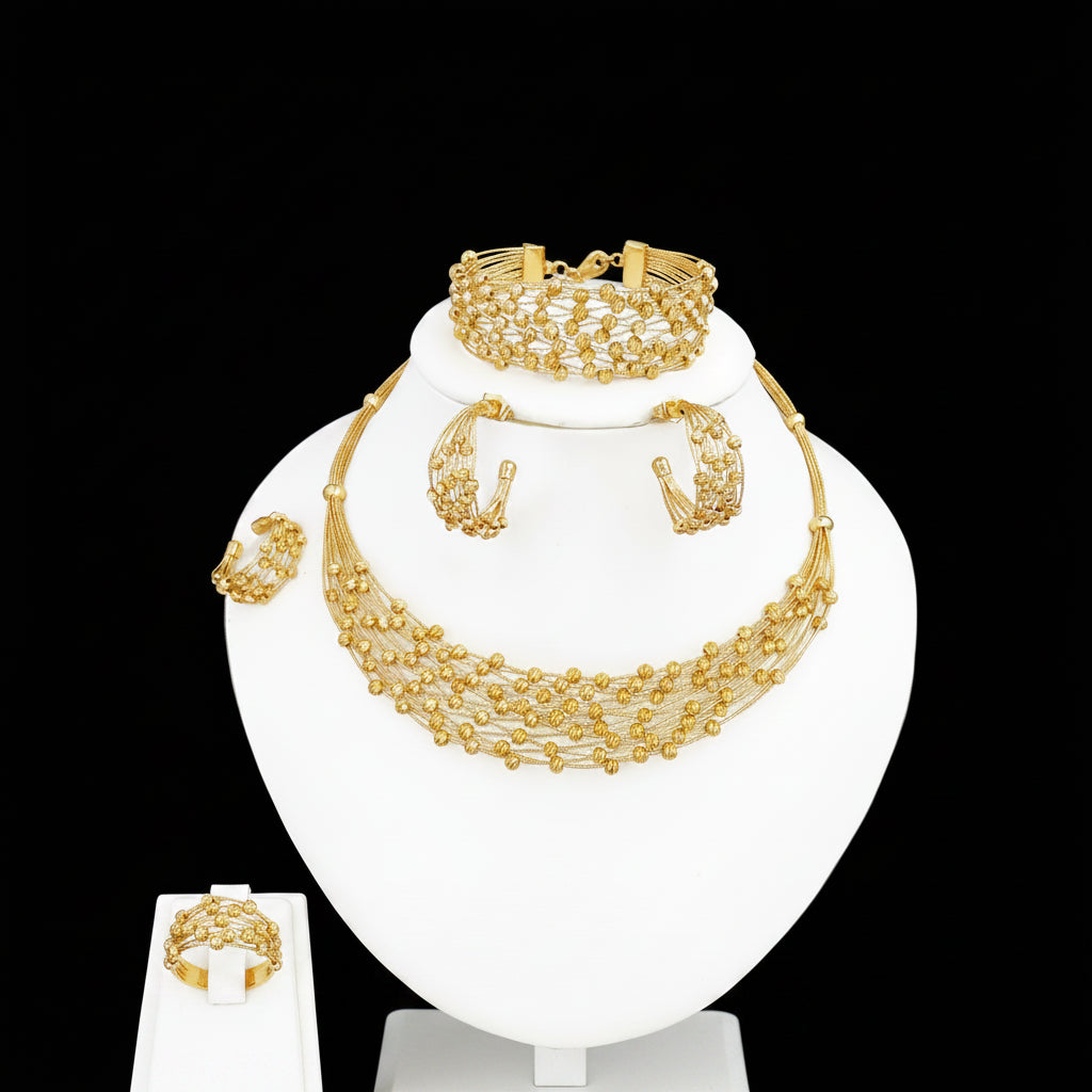 GZJPEI Handmade Women Jewelry Set Multi-layer 18K Gold