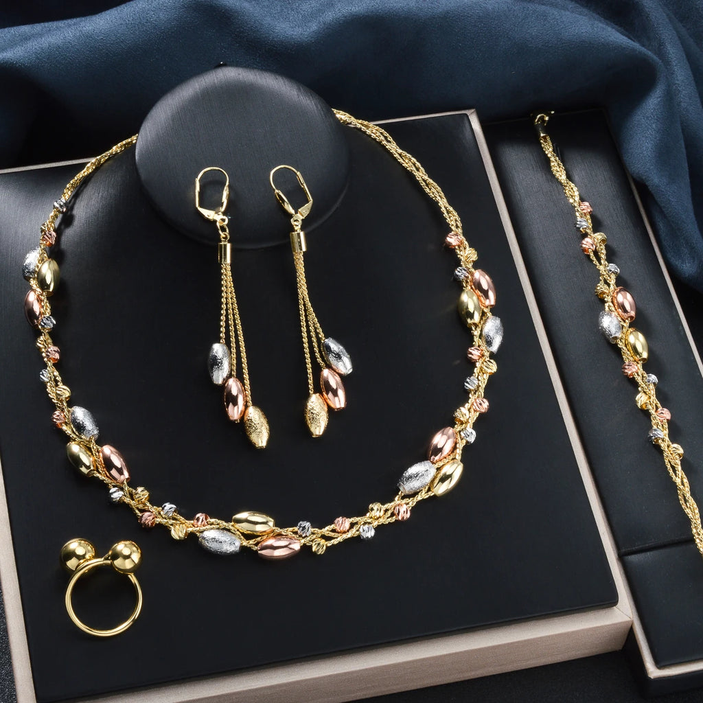 Pearl Pendant 4pcs Jewelry Set Colorful Beads Necklace - SY-S0429-2