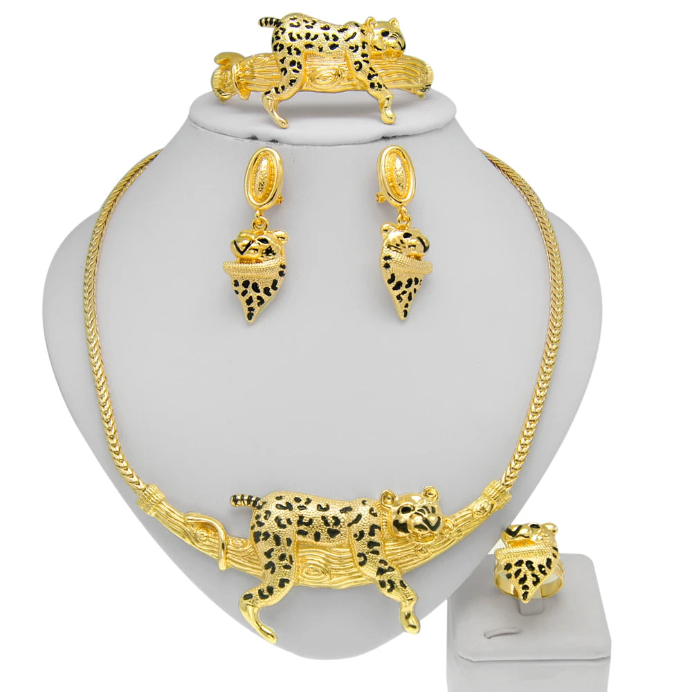 Dubai Women's Jewelry Set: Animal Design Leopard