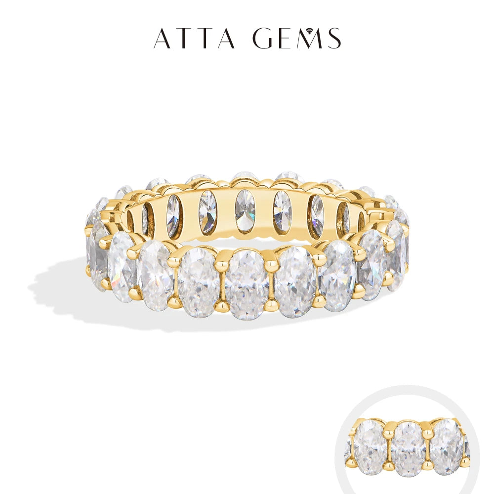 Attagems Moissanite Eternity Rings for Women Gold
