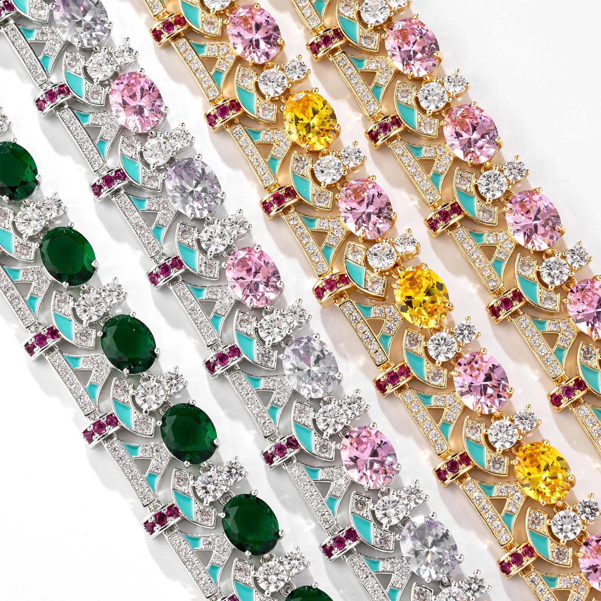 Women's Pink Zircon Geometric Clasp Bracelet Fashi