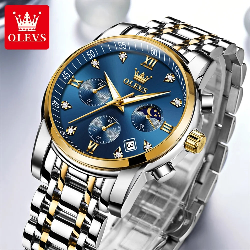 Olevs 2858 Men's Watches Stainless Steel Waterproo.