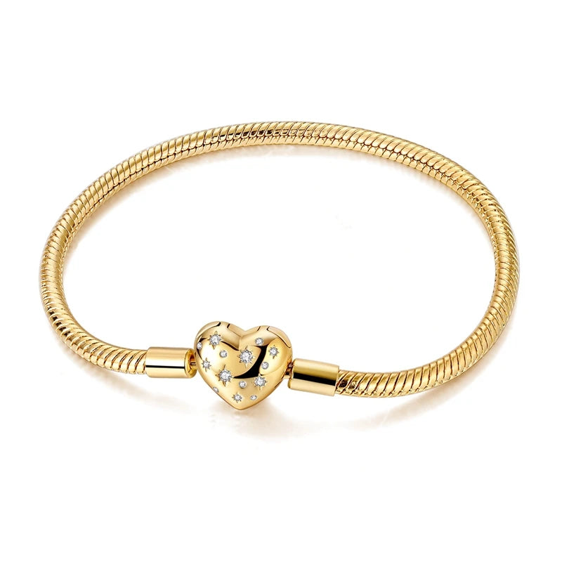 925 Sterling Silver Bracelets 17-20CM Original Golden - KTB142 / 20cm / United States, KTB142 / 18cm / United States, KTB142 / 19cm / United States, KTB142 / 17cm / United States