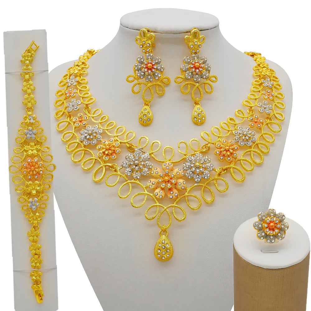 Dubai Women Gold Color Jewelry Sets African Wedding - BJ907-1-I3