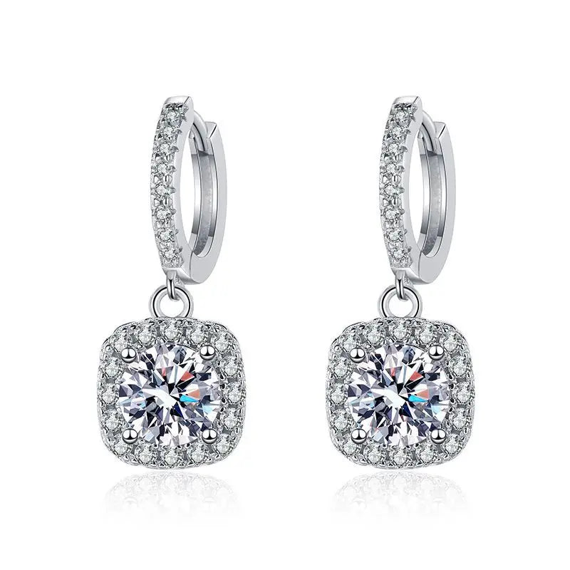 1carat Waterdrop Moissanite Hoop Earrings for