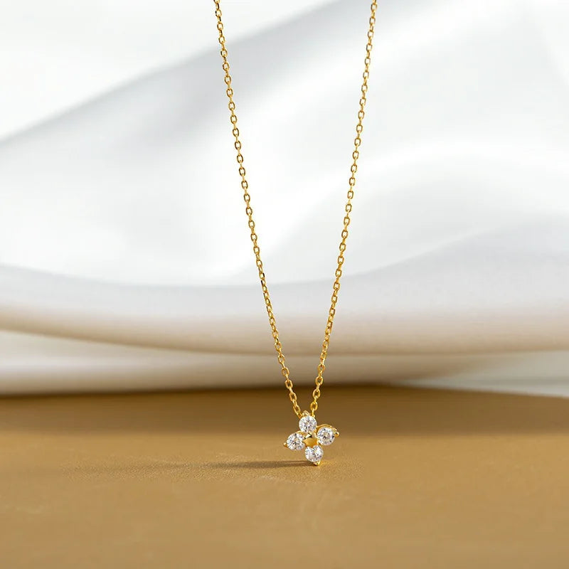 Tbcyd 3MM 0.4cttw D Color Clover Necklace Pendants