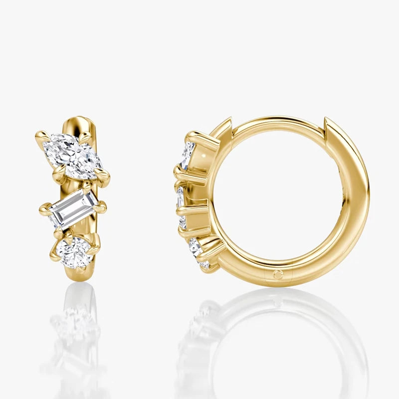 Lnkry 14K Gold Filled Three Stone Huggie Earring