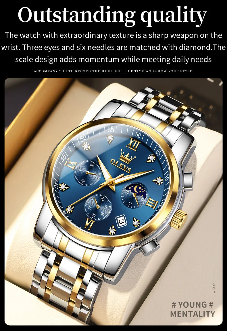Olevs 2858 Men's Watches Stainless Steel Waterproo.
