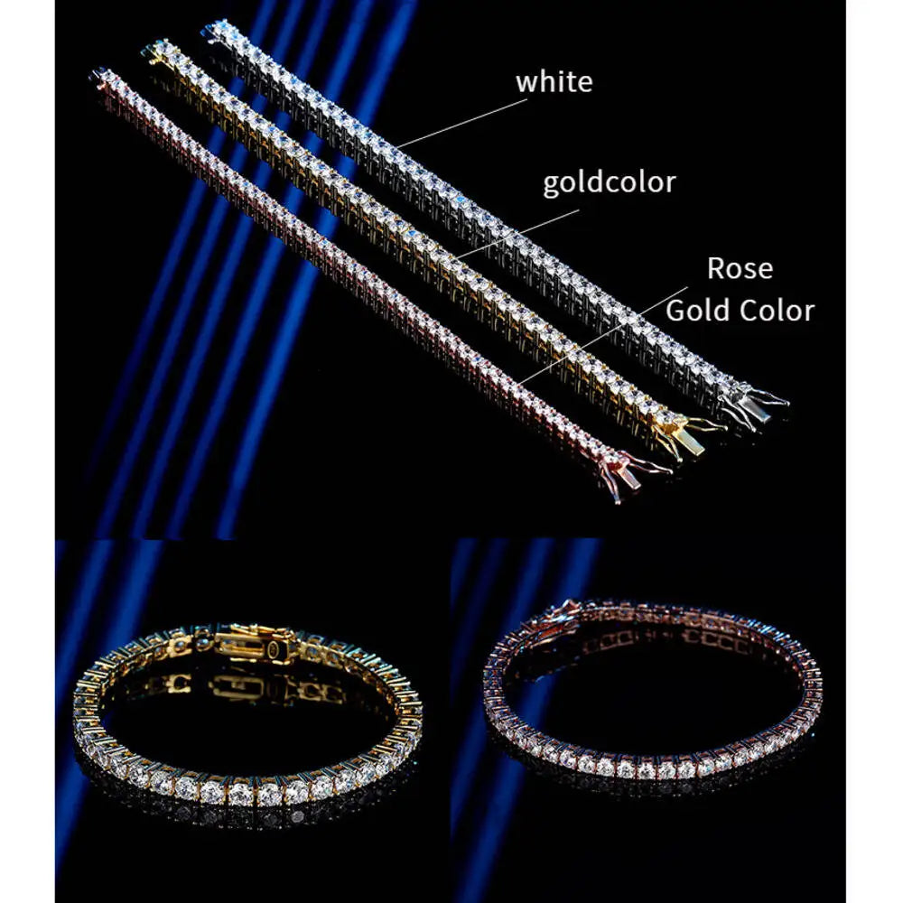 TY 3mm 4mm Moissanite Tennis Bracelet 925 Sterling