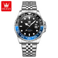 OLEVS Top Men's Watches Original Stainless Steel Date - Black Blue