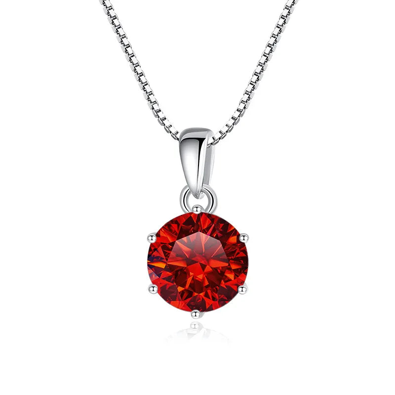 1Carat Genuine Moissanite Pendant Necklace for Women - red / United States