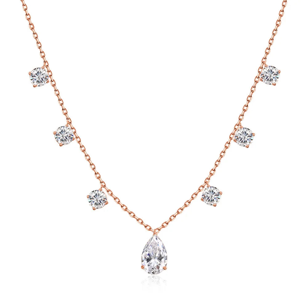 Oevas Water Drop 2-3CT 100% Real Moissanite Neckla