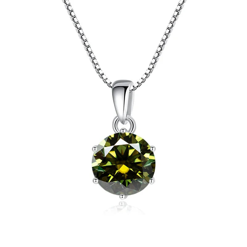 JoyceJelly 1 CT Real Moissanite Pendant Necklace For - silver Yellow Green / 45cm / 1 ct