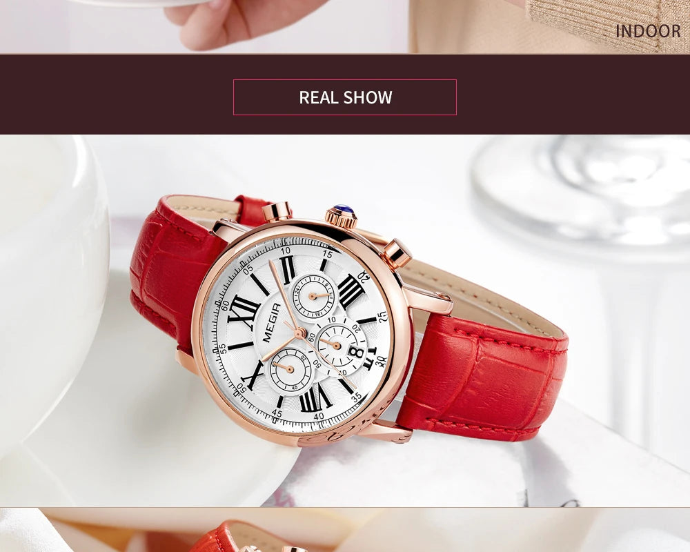 Megir Luxury Fashion Quartz Watch for Female Stude.