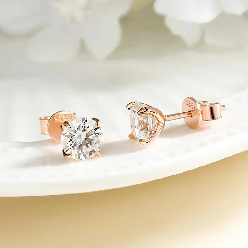 Smyoue 18K Plated 0.1-3CT Moissanite Stud Earrings for
