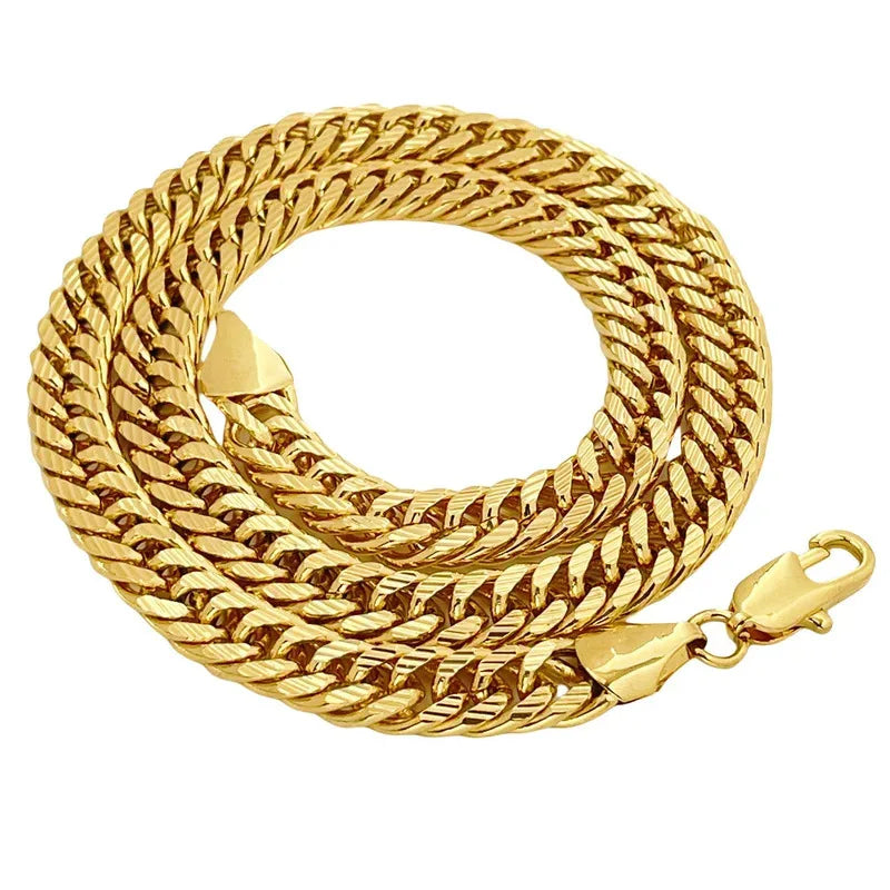 Men'S 10MM 60CM Sideways Carved Chain, 24K Gold,