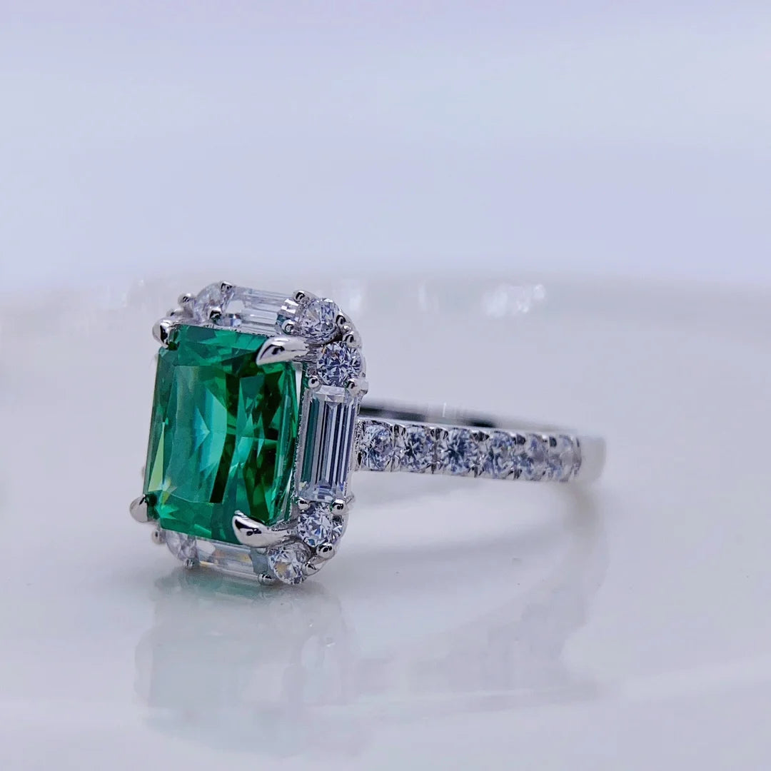 Elegant 3Ct 7*9mm Created Emerald Gem Wedding