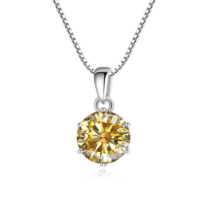 JoyceJelly 1 CT Real Moissanite Pendant Necklace For - silver Golden Yellow / 45cm / 1 ct