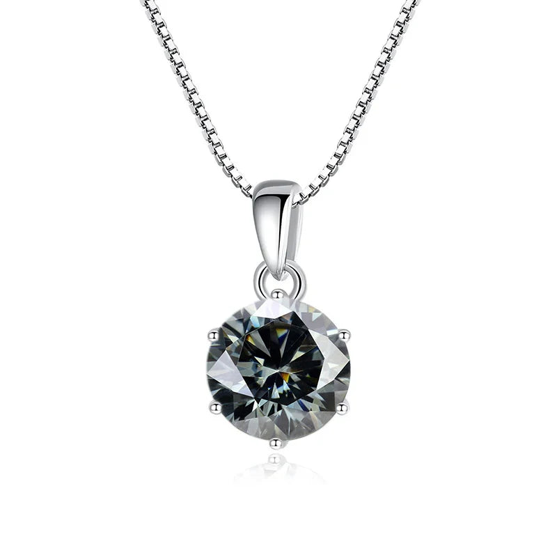 JoyceJelly 1 CT Real Moissanite Pendant Necklace For - silver grey / 45cm / 1 ct