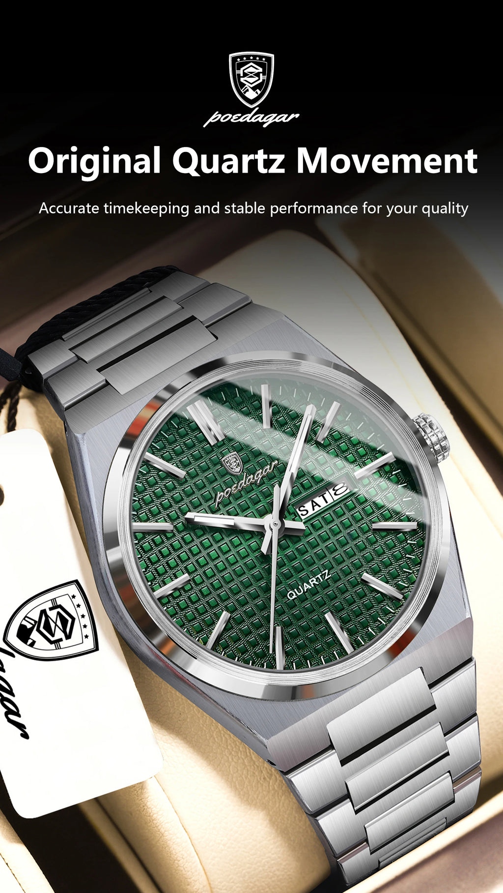 Poedagar Top Original Quartz Men Clock Waterproof