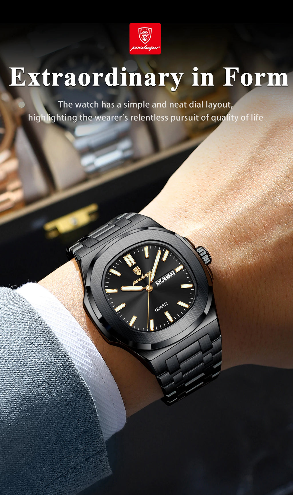 Poedagar Top Trendy Men's Watches Waterproof Lumin.