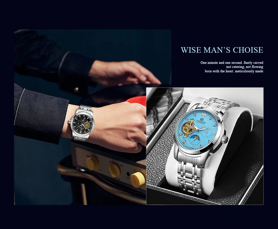Forsining Tourbillon Automatic Men Watch 24h AM