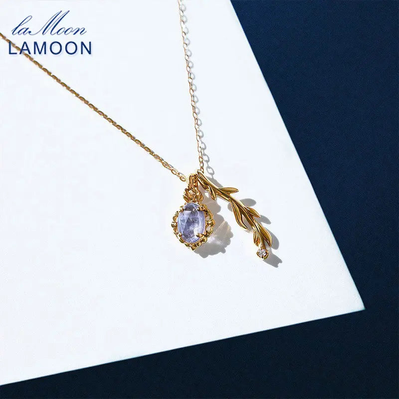 Lamoon Natural Labradorite Necklace For Women
