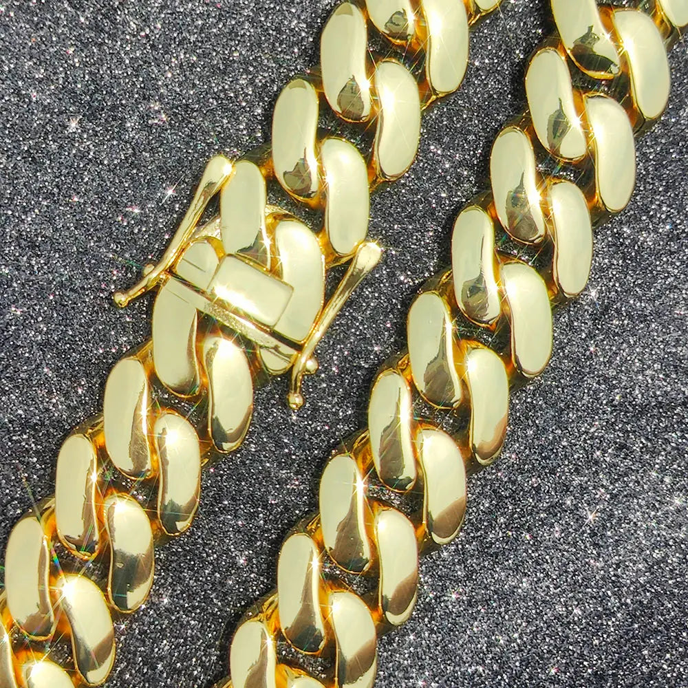 Fashion 22MM Width Miami Brass Cuban Link Chain