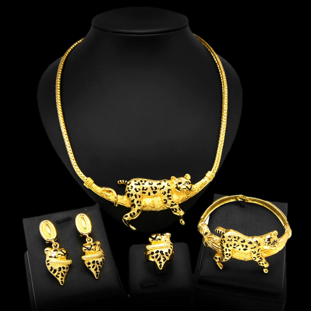 Dubai Women's Jewelry Set: Animal Design Leopard