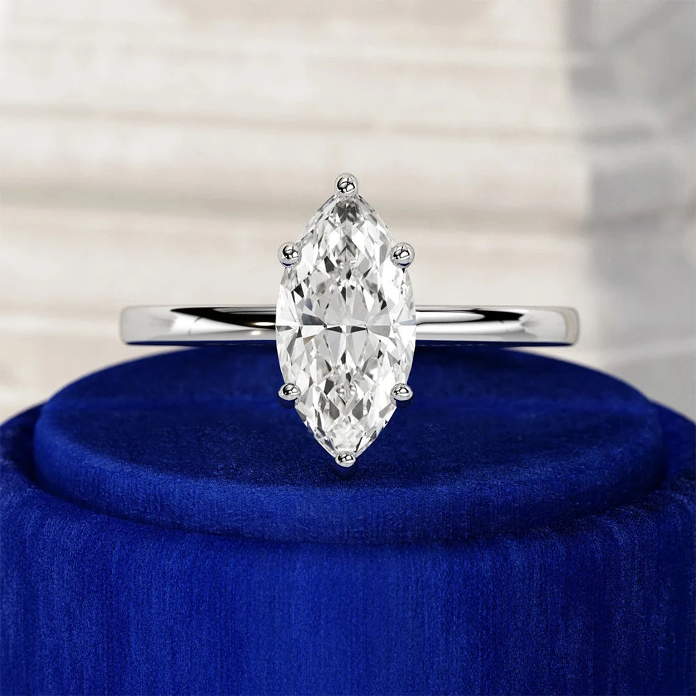 1CT 2CT 3CT Marquise Cut Solitaire Moissanite