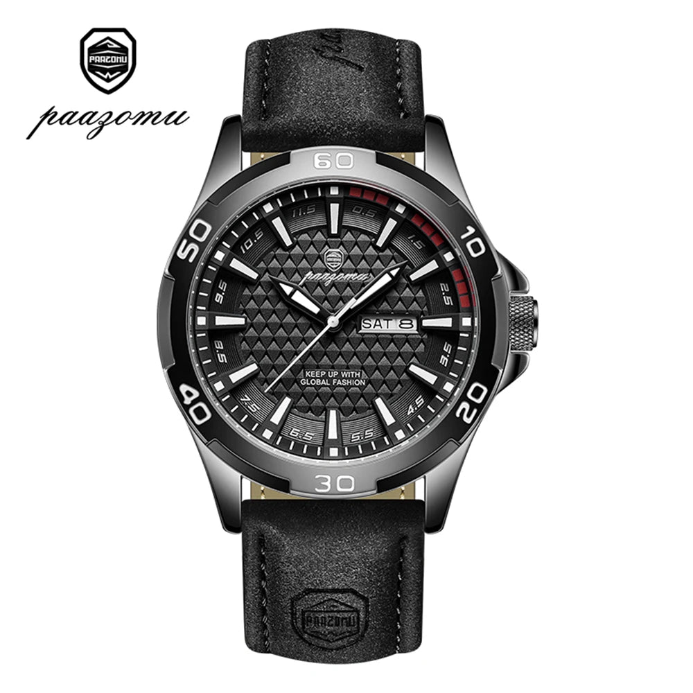 PAAZOMU Man Luxury Brand Watch Waterproof Luminous - Black white / China Mainland