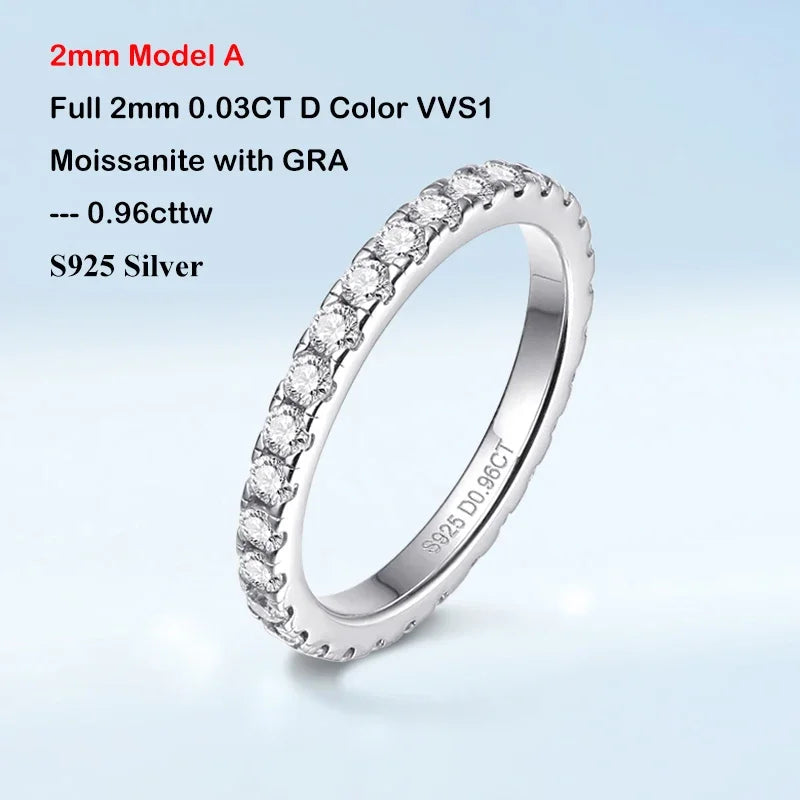EWYA Luxury 2.2cttw 3mm Moissanite Full Enternity