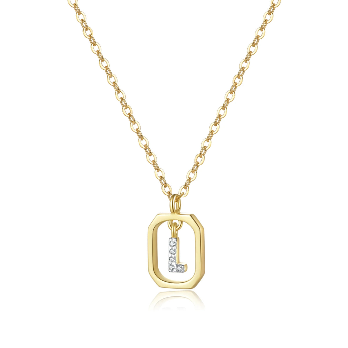 ANDYWEN 925 Sterling Silver Gold Inital Pendant Luxury - Gold L