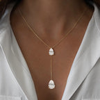2-Stone Waterdrop Moissanite Pendant Necklace for