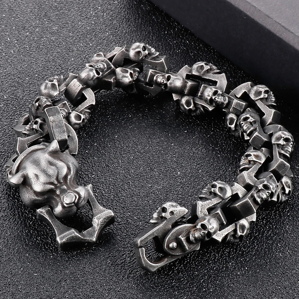 Punk Leopard Head Man Bracelet for Men Stainless Steel