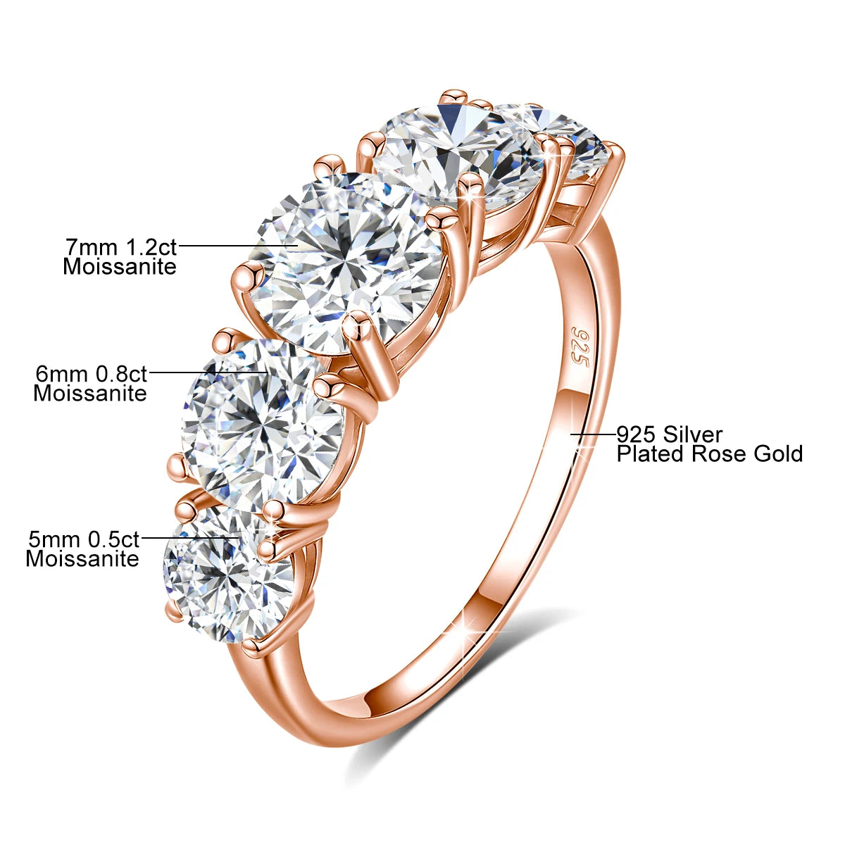 18k Plated 3.8CTW Genuine Moissanite Rings for