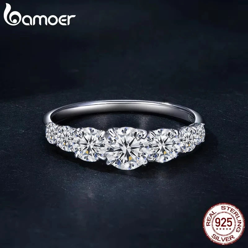 Bamoer Moissanite Ring Heart Setting D Color VVS1 EX