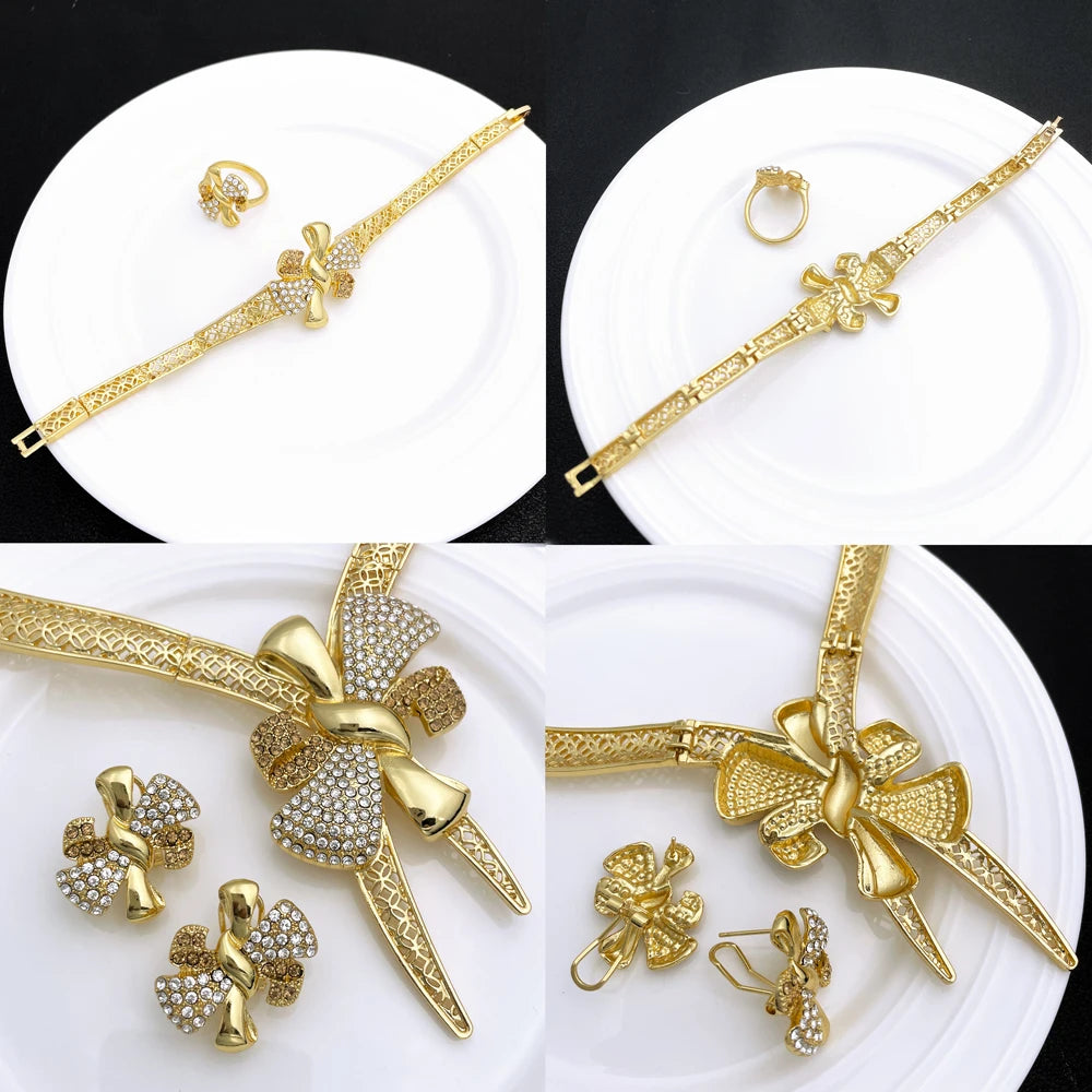Italy 18k Gold Plated Women Jewelry Set Classic