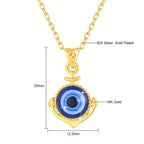 Szjinao 100% 18k Real Gold Evil Eye Necklace Hand