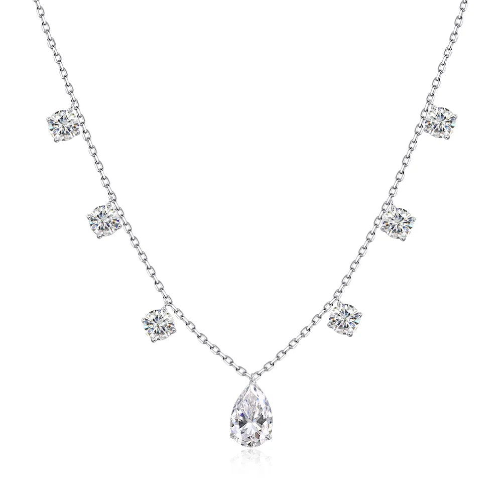 Oevas Water Drop 2-3CT 100% Real Moissanite Neckla