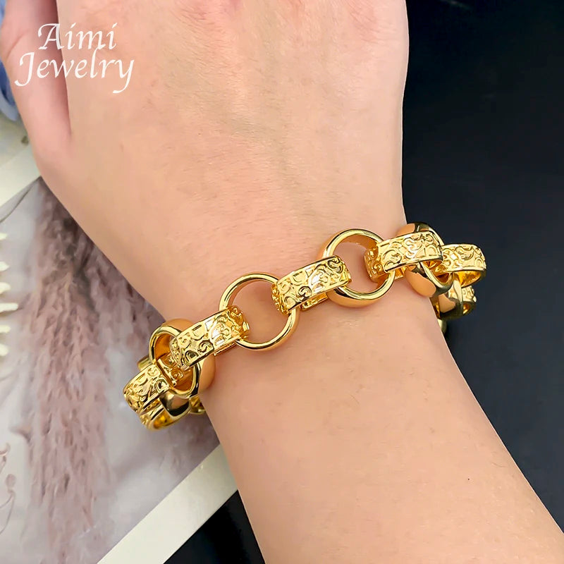 Hip Hop Long Linked Chain Golden Choker for Man Top