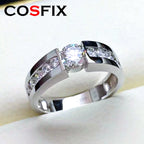 Bague moissanite pour homme couleur D en argent s925 coupe ronde